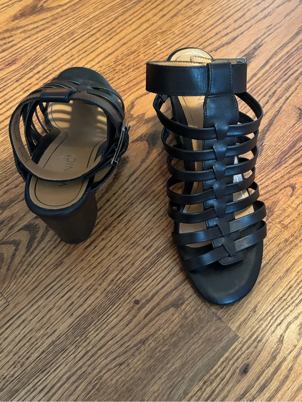 Vionic Sami Gladiator High Heel Sandal Black 9 EUC